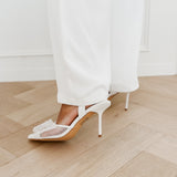 White Bow Wedding Heels