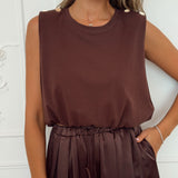 Brown Evie Cropped Golden Studs Top