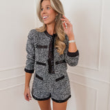 White Black Louisa Sequin Detail Jacket