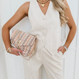 Beige Linen Gilet