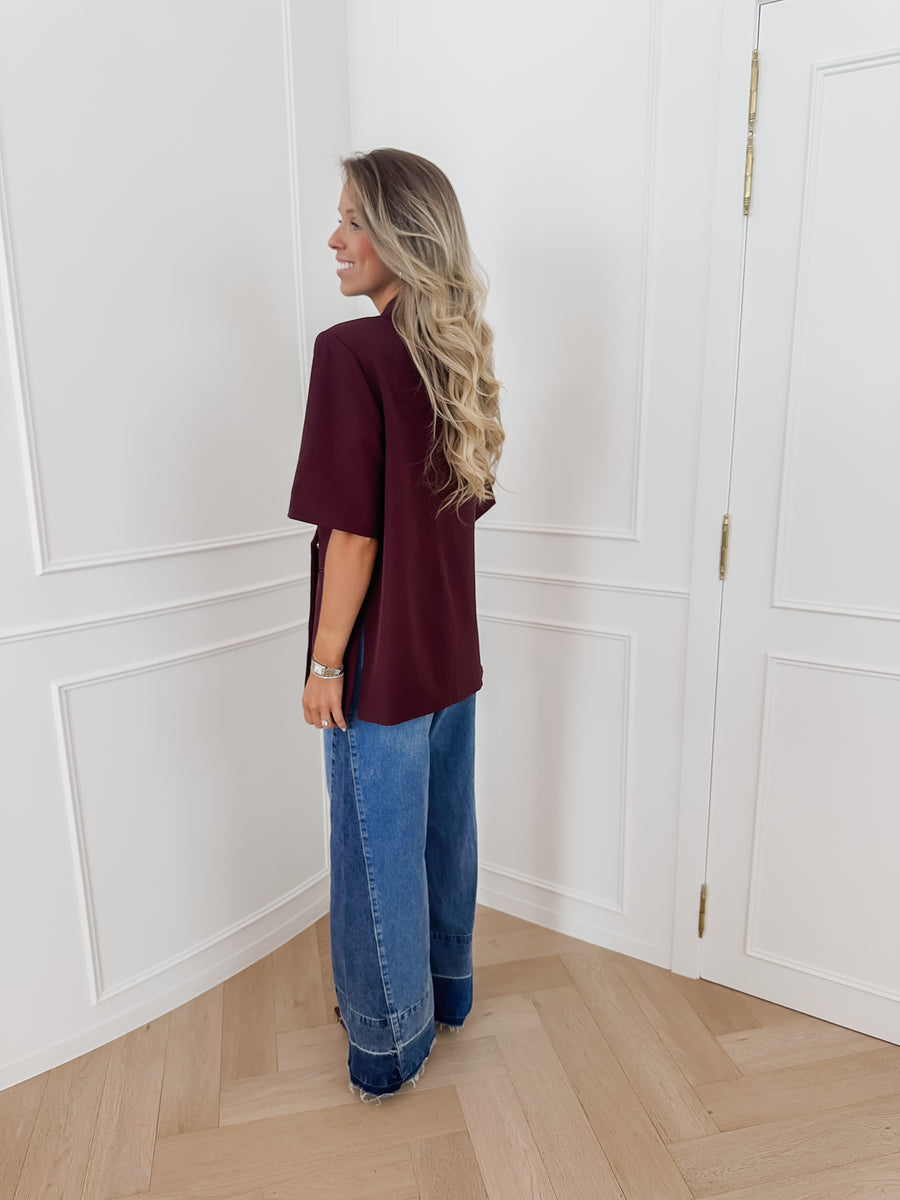 PRE ORDER Burgundy Short Sleeve Julia Blazer