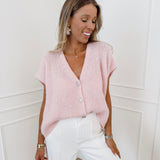 Pink Diamond Button SHORT SLEEVE Gilet