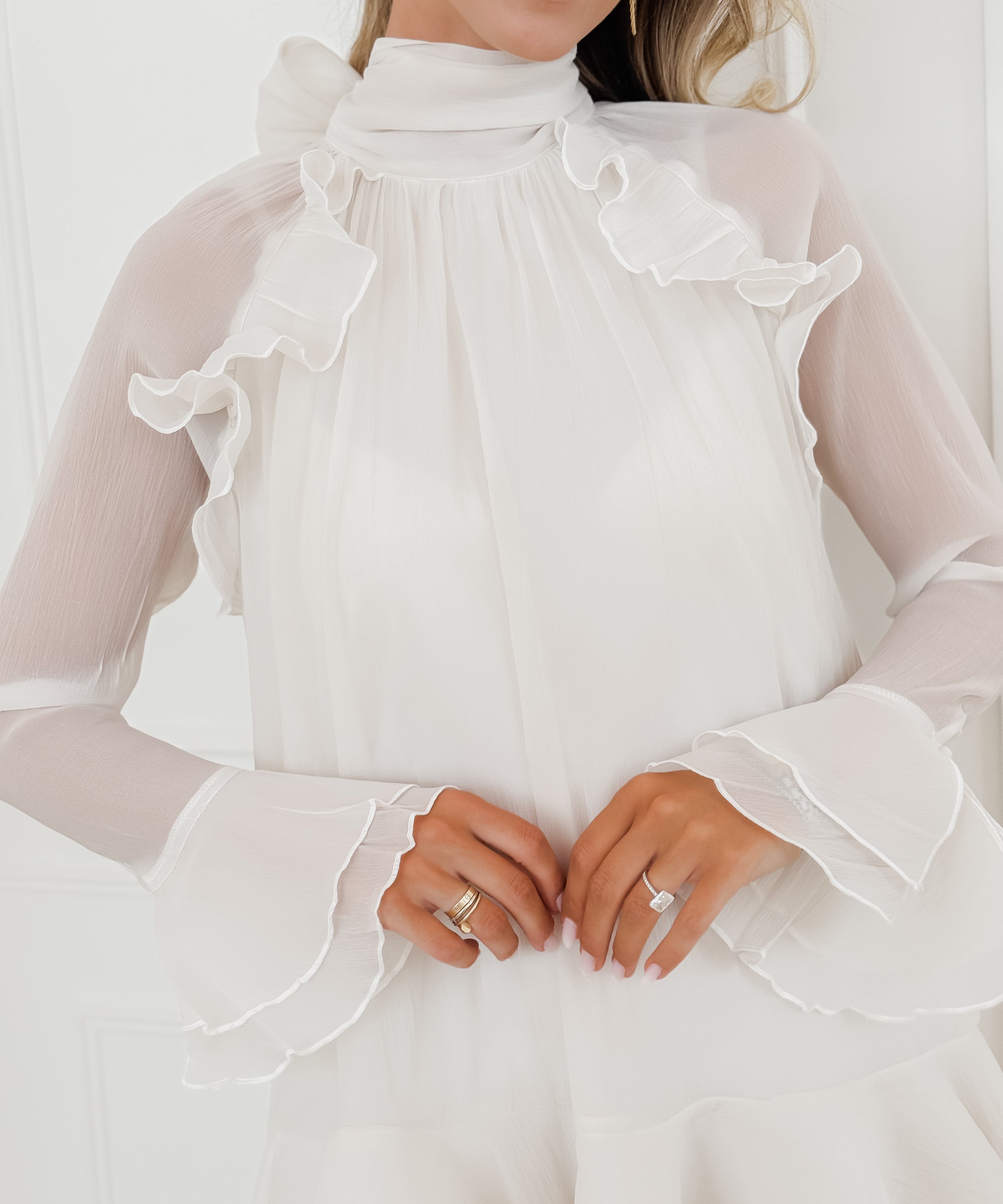 Crème Elysee Frill Dress