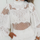 White Marley Dots Lace Blouse