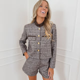 Brown White Sparkle Herringbone Jacket