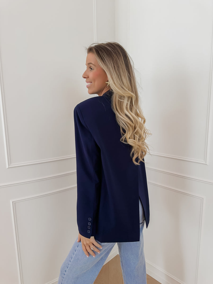 Navy Back Split Blazer