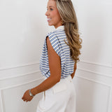 Cream Blue Sleevless Catharina Top