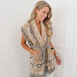 Beige Oona Paisley Pattern Gilet