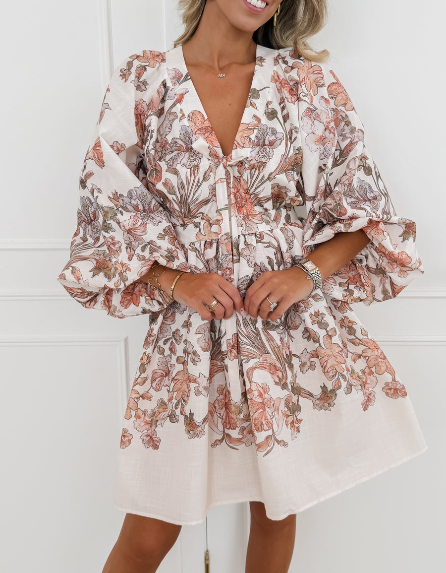 Crème Multicolor Floral Fabienne Dress