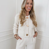 Cream Golden Button Cardigan