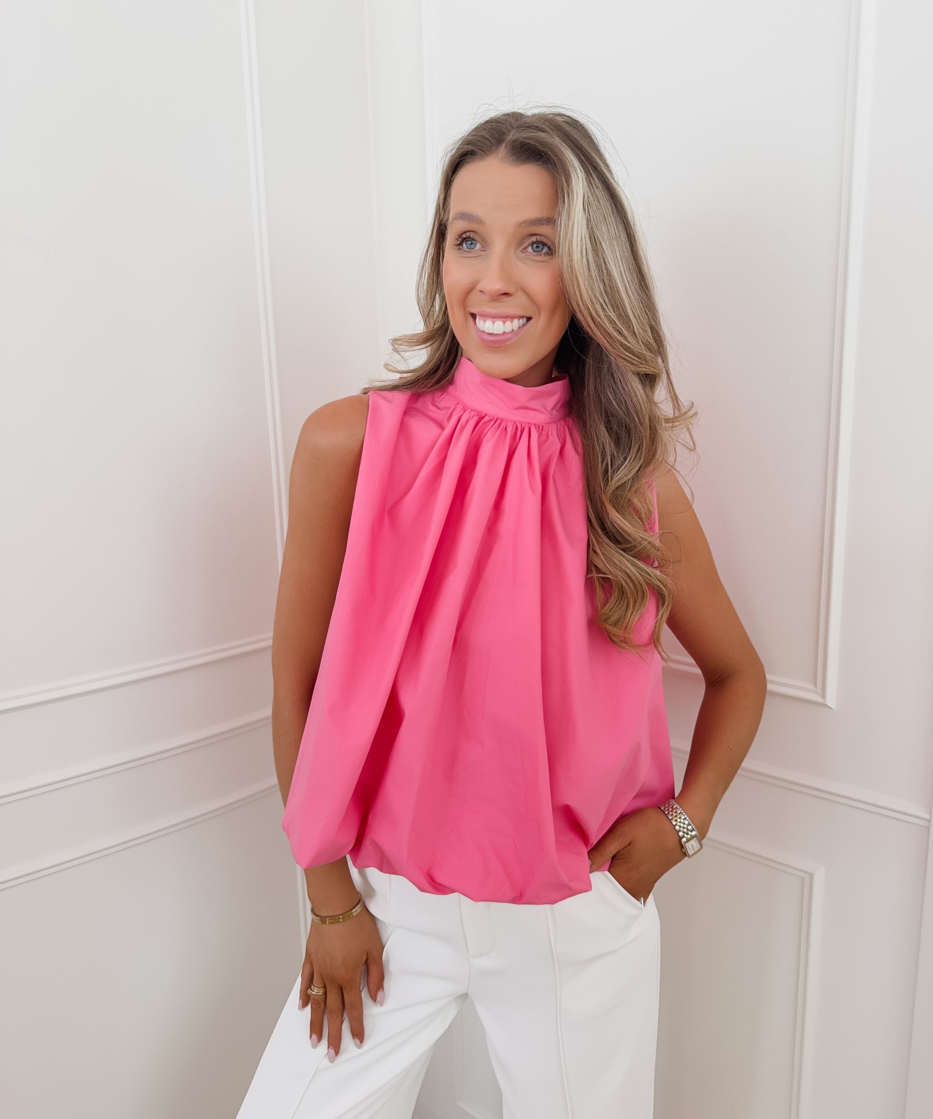 Barbie Pink Open Back Leah Top