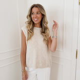 Beige Vichy Bow Sleeveless Gilet