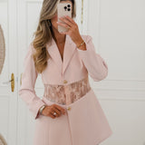 Soft Pink Elsa Lace Waist Blazer