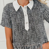 Black White Annabelle Tweed Shirt