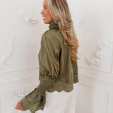 Khaki Lace Annelie Blouse