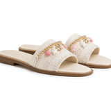 Beige Ecru Fianne Chain Slippers