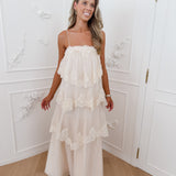Cream Gabrielle Layered Lace Trim Dress