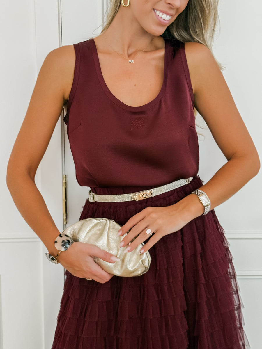 Wine Red Lily Skirt