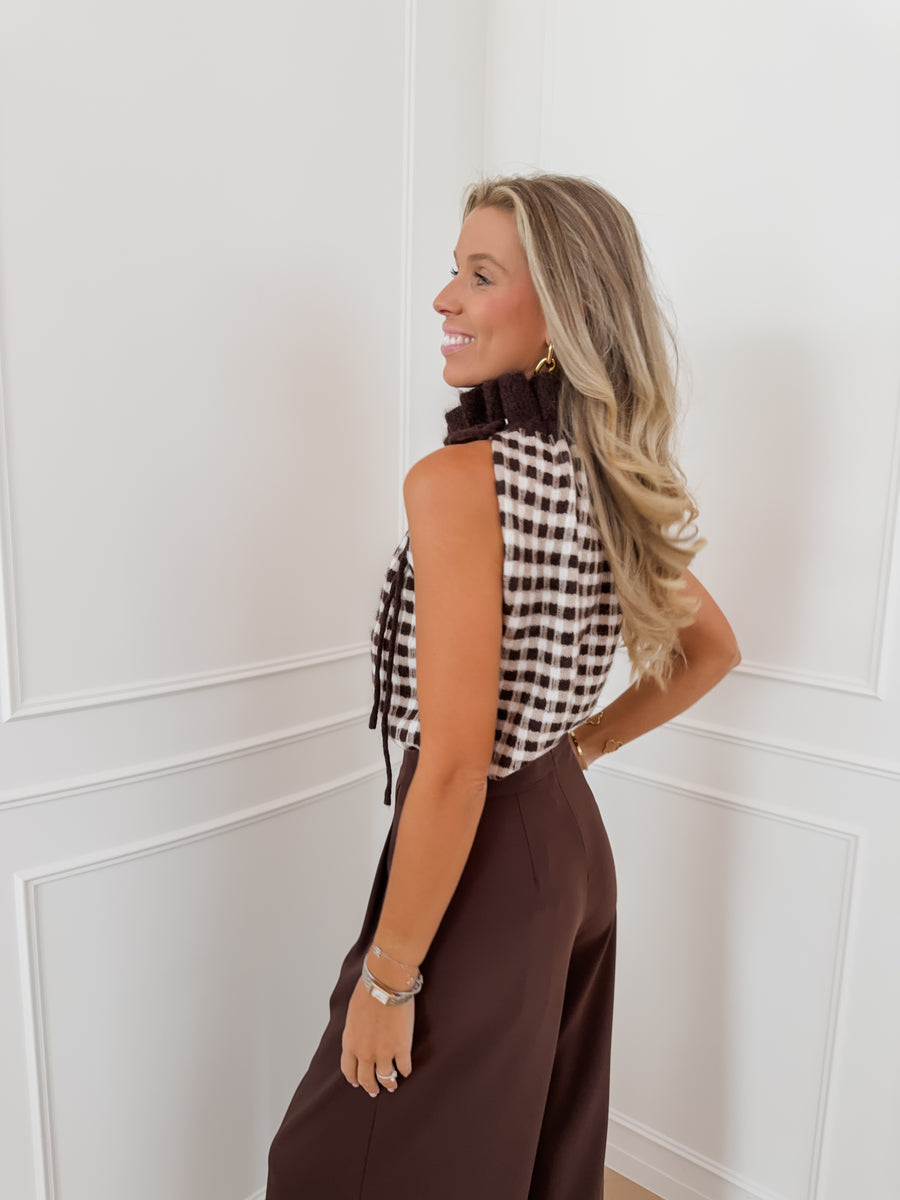 Brown Checked Gabrielle Top