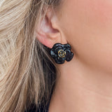Black Audrey Flower Earrings