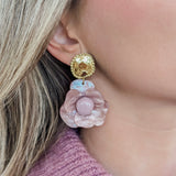 Mauve Pearly Flower Earrings