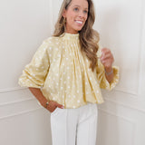 Yellow Lorella Polka Dot Long Sleeve Blouse