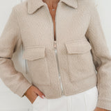 Beige Lori Teddy Zipper Jacket