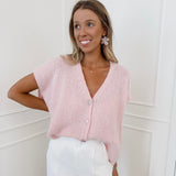 Pink Diamond Button SHORT SLEEVE Gilet