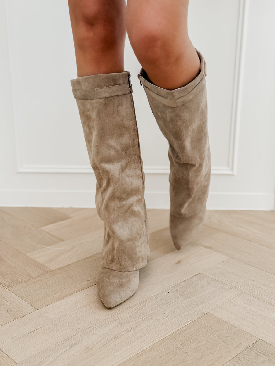Beige Suede Irena Boots