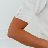 Crème Flower Diamond Button Sweater (Short Sleeve)