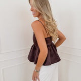 Dark Brown Satin Lucille Top