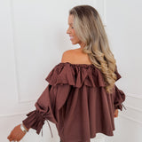 Brown Off Shoulder Franca Blouse