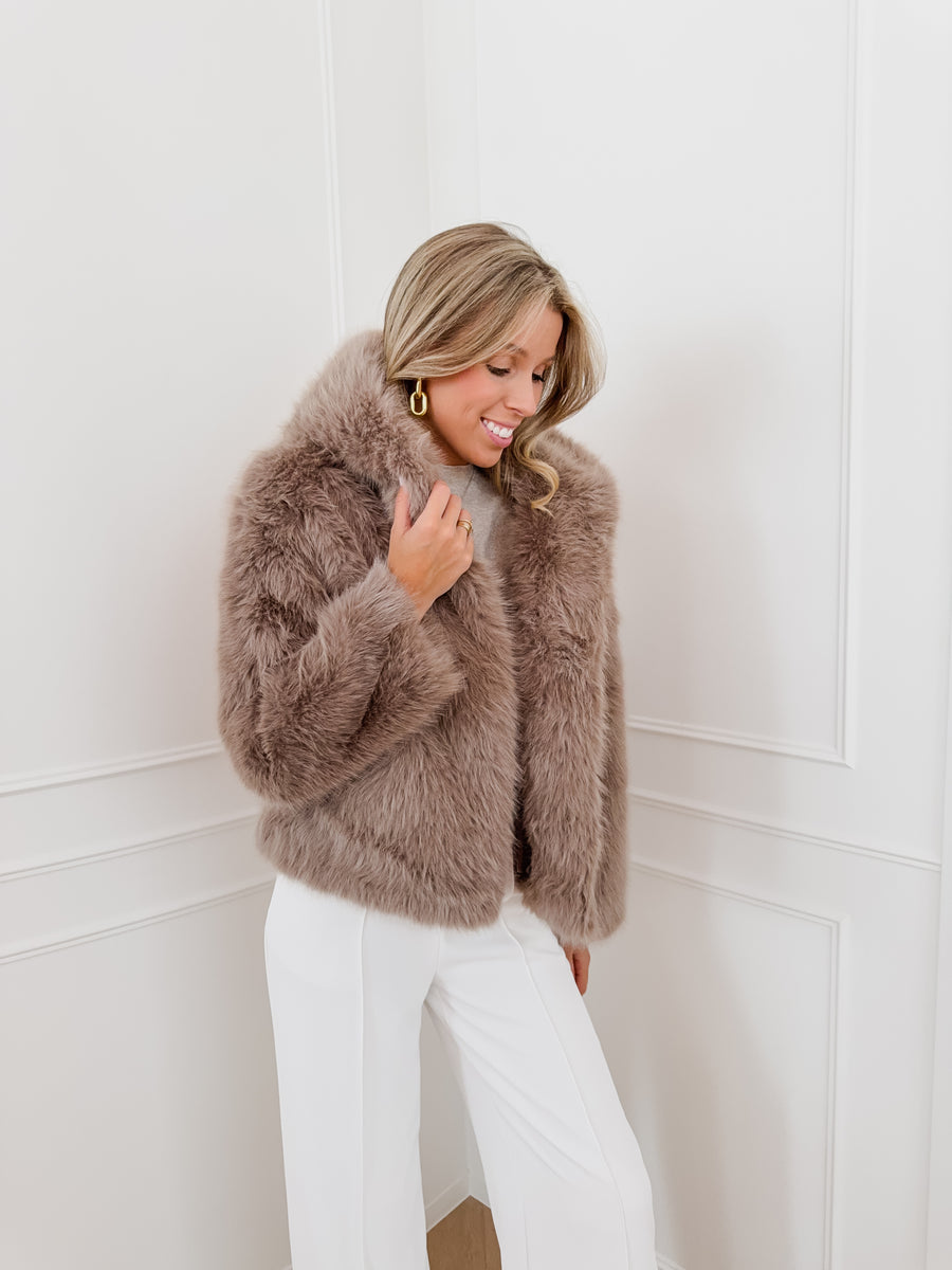 Taupe Addison Faux Fur Jacket
