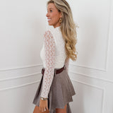 Taupe Sparkle Pleated Skirt
