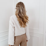 Cream Two Pocket Tweed Blouse