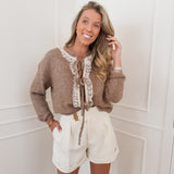 Brown Marguerite Romantic Cardigan