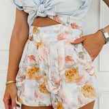 Blue Multicolor Flower Elmira Short