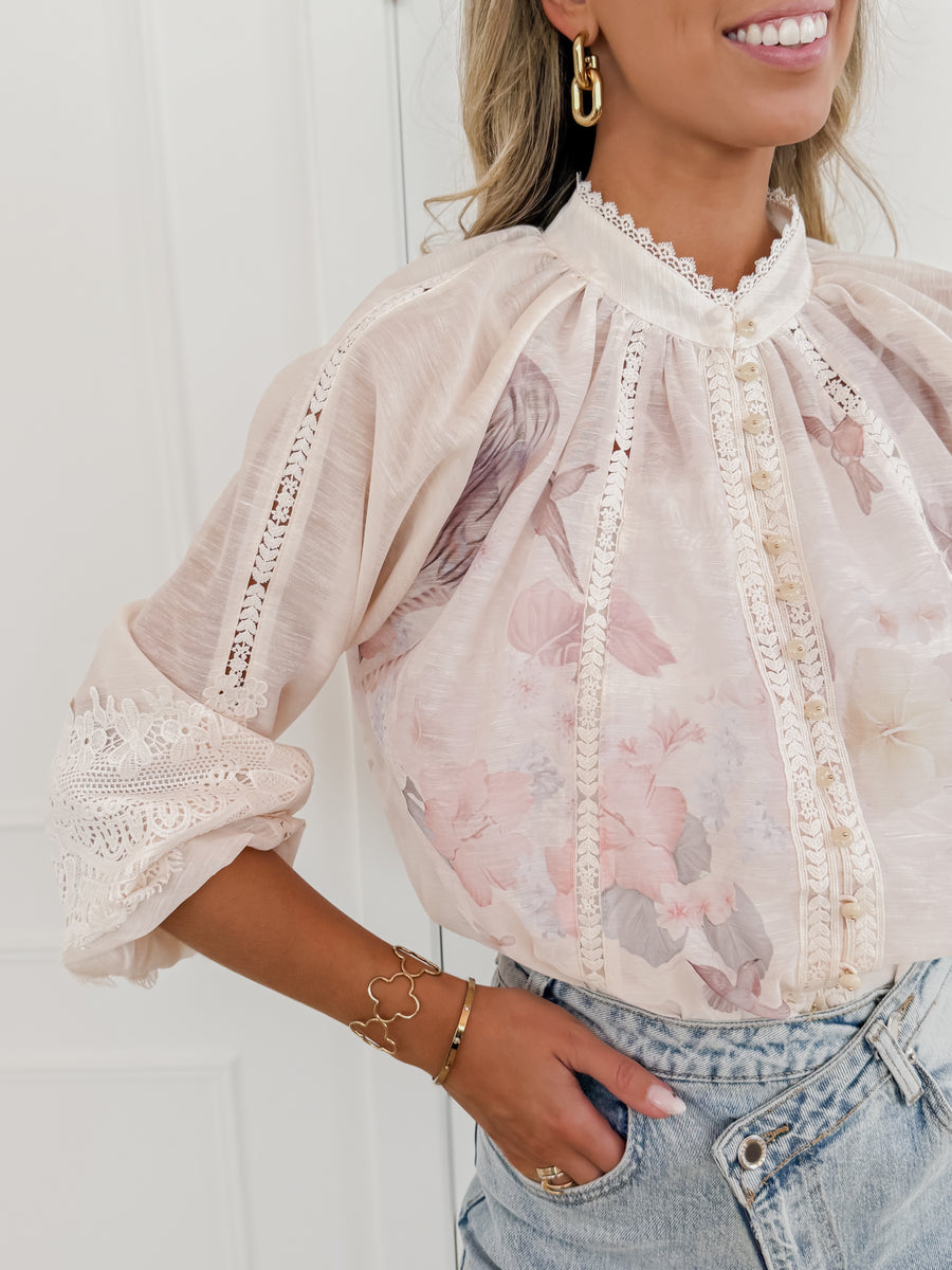 Nude Multicolor Romance Blouse