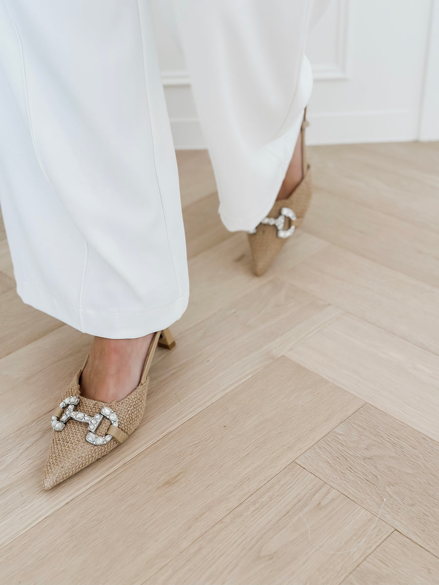 Beige Tweed Heels