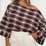 Navy Burgudy Talia Blouse