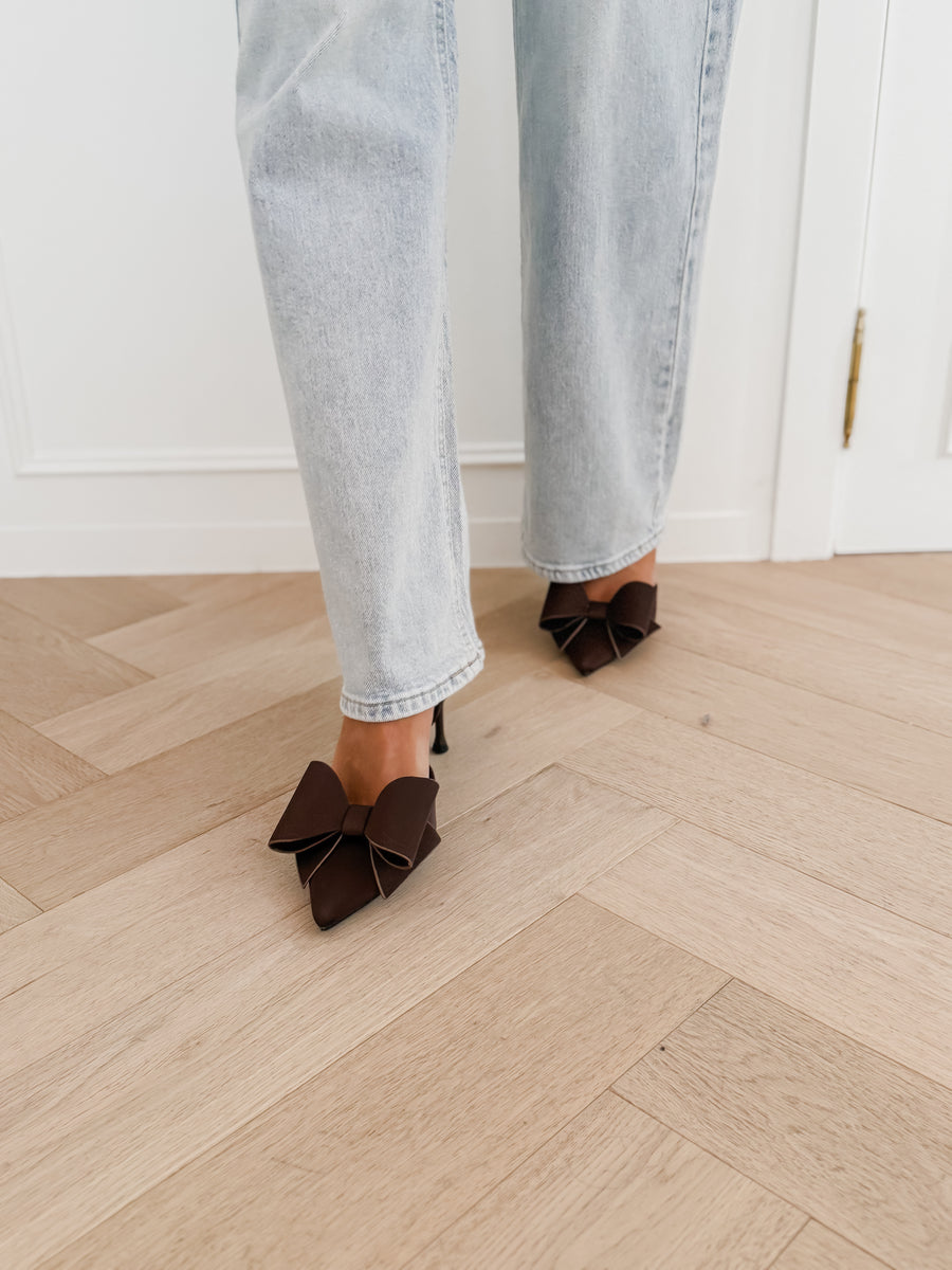 Dark Brown Bow Sienna Heels