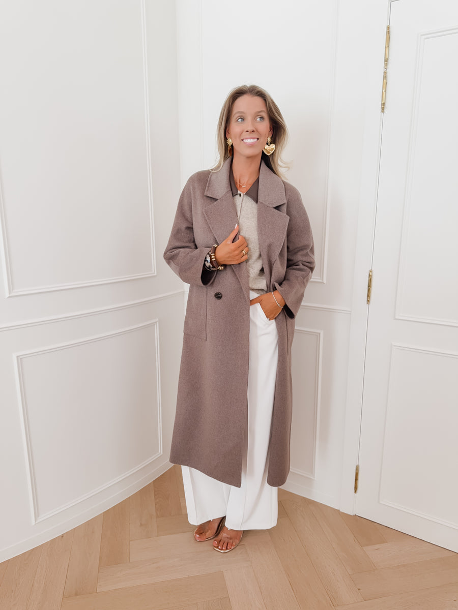 Dark Taupe Angela Long Pocket Coat