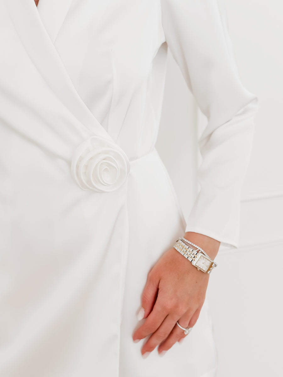 White Rose Button Playsuit
