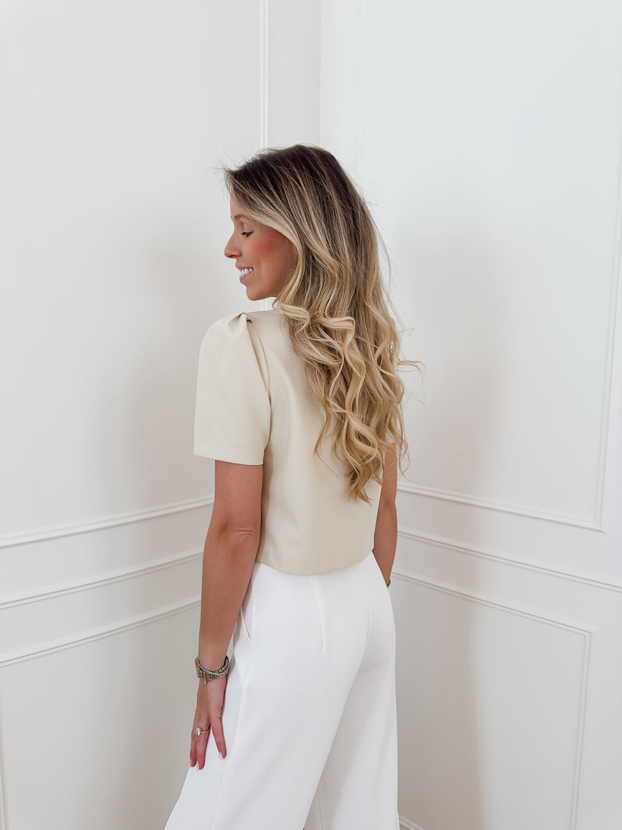 Beige Elise Flower Blouse