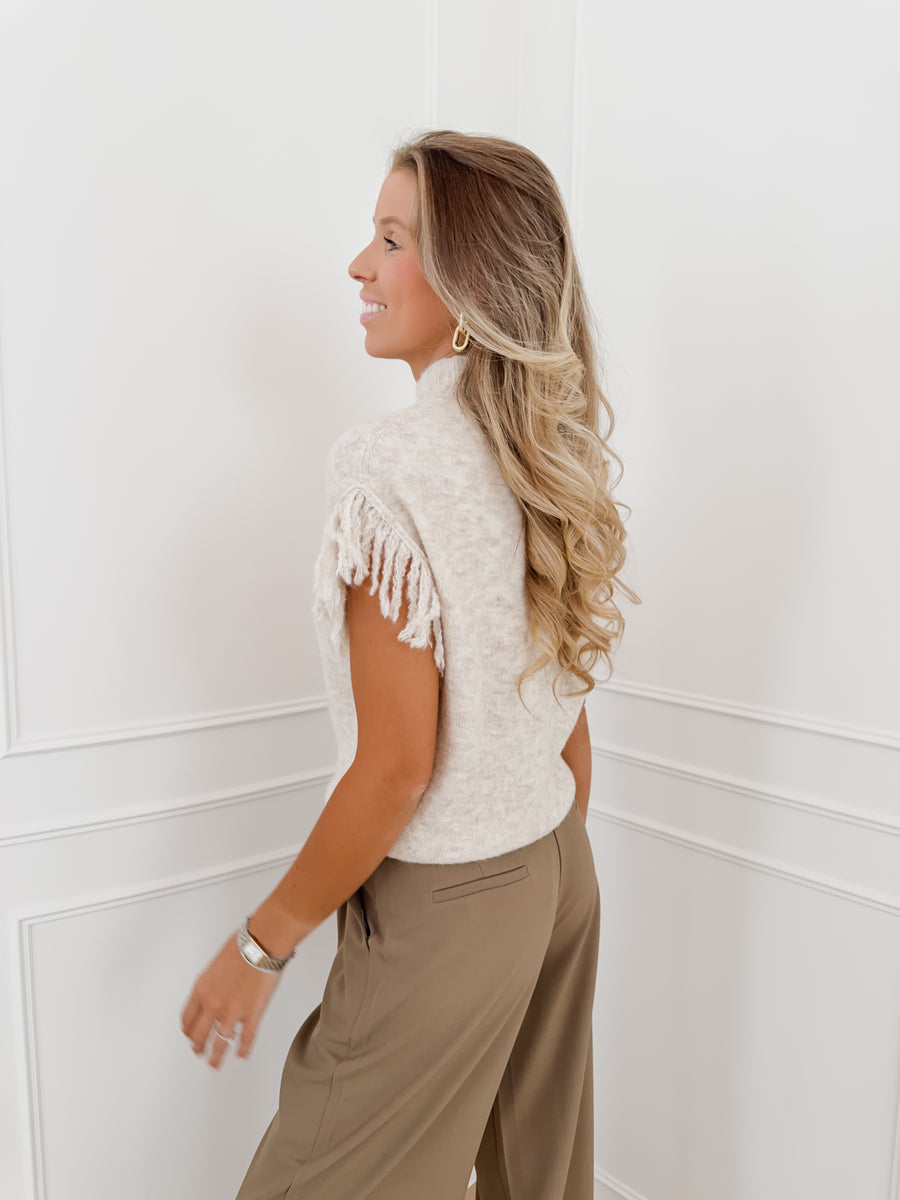 Beige Leona Frill Sweater
