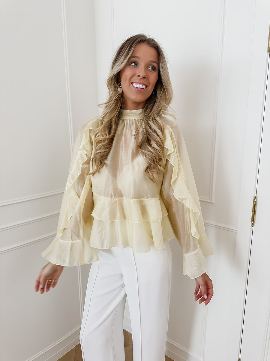 Yellow Cute Frill Blouse