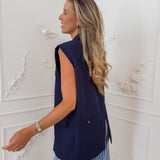 Navy Jaylin Sleeveless Blazer