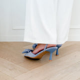 Blue Sidney Suede Bow Heels