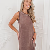 Washed Off Brown Scallop Kristy Dress