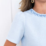 Light Blue Elaine Detailed Neckline Top